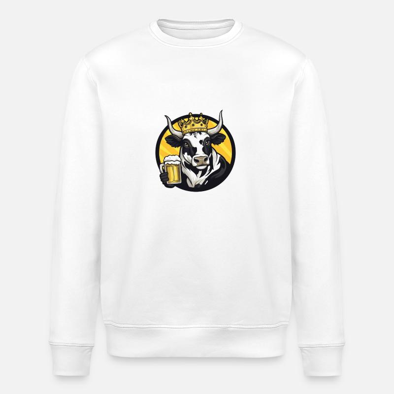 Cow Beer Comic - Stanley/Stella ROLLER Unisex Organic Sweatshirt - white