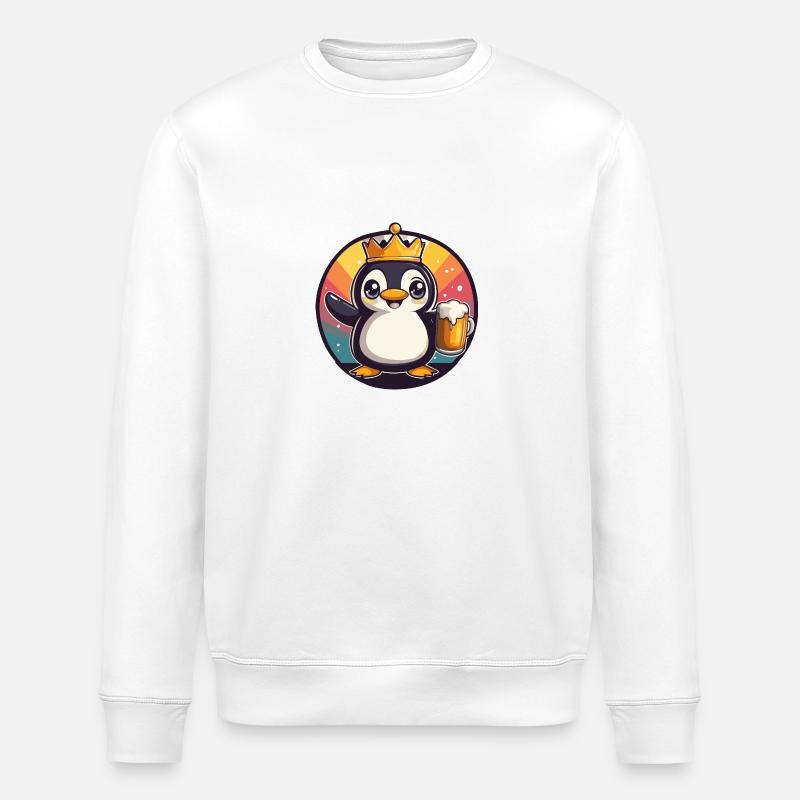 Pinguin Bier Comic - Stanley/Stella Unisex Bio-Sweatshirt ROLLER - Weiß