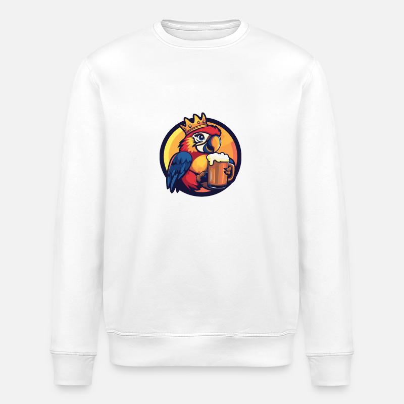 Papagai Bier Comic - Stanley/Stella Unisex Bio-Sweatshirt ROLLER - Weiß