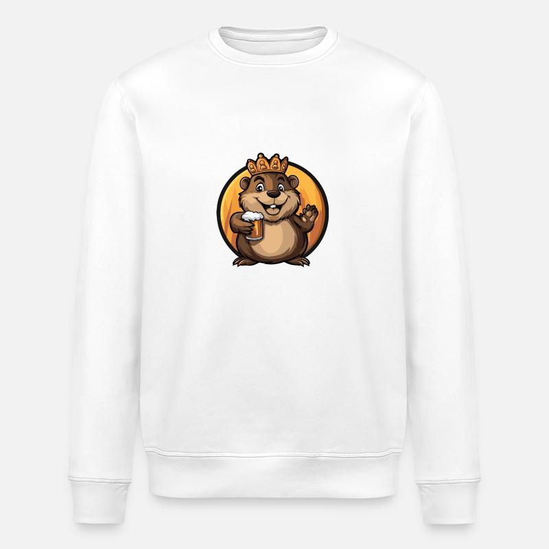 Biber Bier Comic - Stanley/Stella Unisex Bio-Sweatshirt ROLLER - Weiß