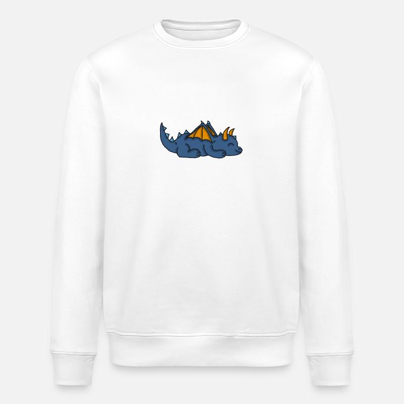 Süßer entspannter Drache Aroace - Stanley/Stella Unisex Bio-Sweatshirt ROLLER - Weiß