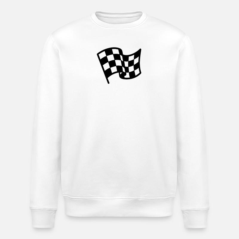 Drapeau damier course automobile - Sweat bio ROLLER Stanley/Stella Unisexe - blanc