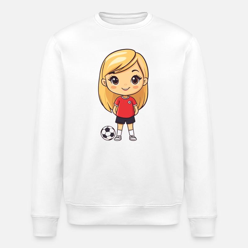Kicker Mädchen mit Ball - Stanley/Stella Unisex Bio-Sweatshirt ROLLER - Weiß