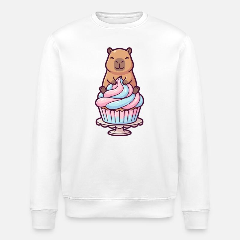 Capybara sur gâteau cupcake motif sucré - Sweat bio ROLLER Stanley/Stella Unisexe - blanc