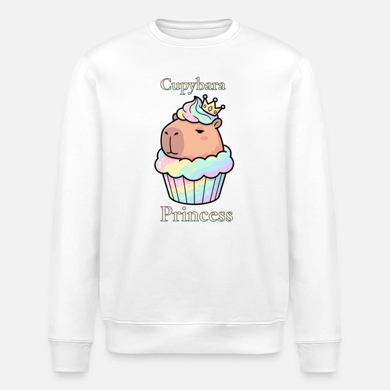 Cupcake Princesse Capybara avec couronne - Sweat bio ROLLER Stanley/Stella Unisexe - blanc