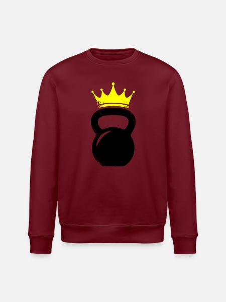 Kettlebell Crown Gym Logo - Stanley/Stella ROLLER Unisex Organic Sweatshirt - white
