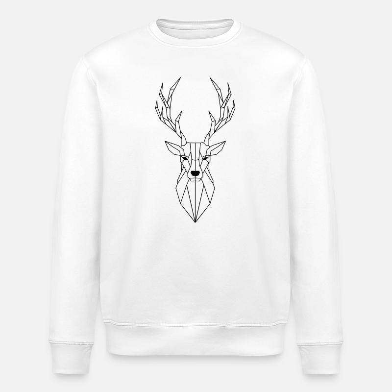 Deer Polygon - Stanley/Stella ROLLER Unisex Organic Sweatshirt - white