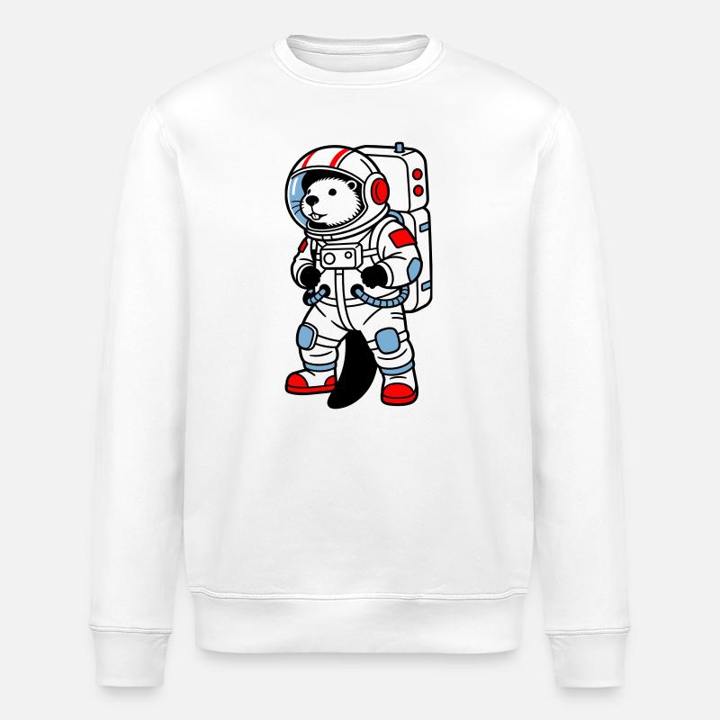 Beaver en combinaison spatiale - Sweat bio ROLLER Stanley/Stella Unisexe - blanc