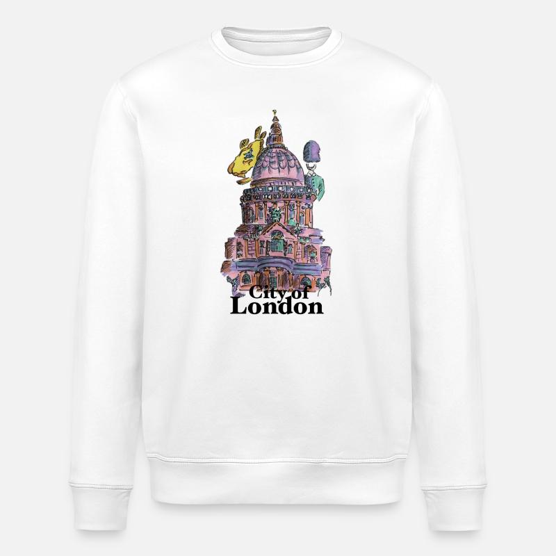 Sketch londonien : palette de monuments urbains - Sweat bio ROLLER Stanley/Stella Unisexe - blanc