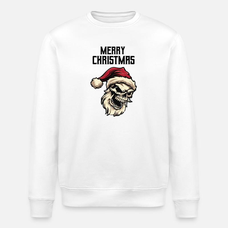 Crâne de Père Noël - Sweat bio ROLLER Stanley/Stella Unisexe - blanc