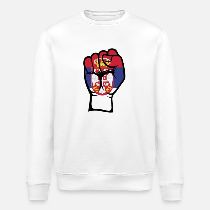 Serbien Flagge Faust - Stanley/Stella Unisex Bio-Sweatshirt ROLLER - Weiß