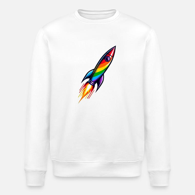Rainbow Rocket | Rocket launch - Stanley/Stella ROLLER Unisex Organic Sweatshirt - white