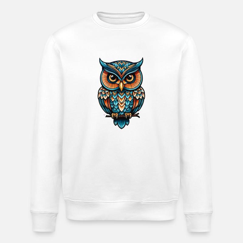 Eule Neo Traditional - Stanley/Stella Unisex Bio-Sweatshirt ROLLER - Weiß