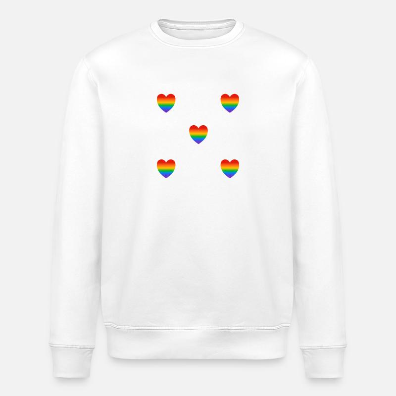 Rainbow hearts - Stanley/Stella ROLLER Unisex Organic Sweatshirt - white