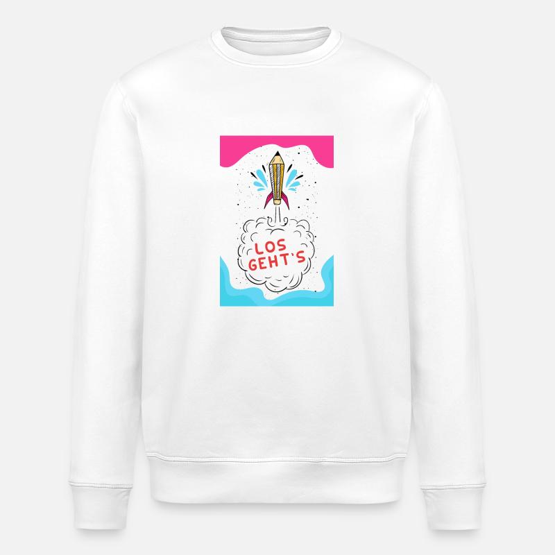 School can come - Stanley/Stella ROLLER Unisex Organic Sweatshirt - white