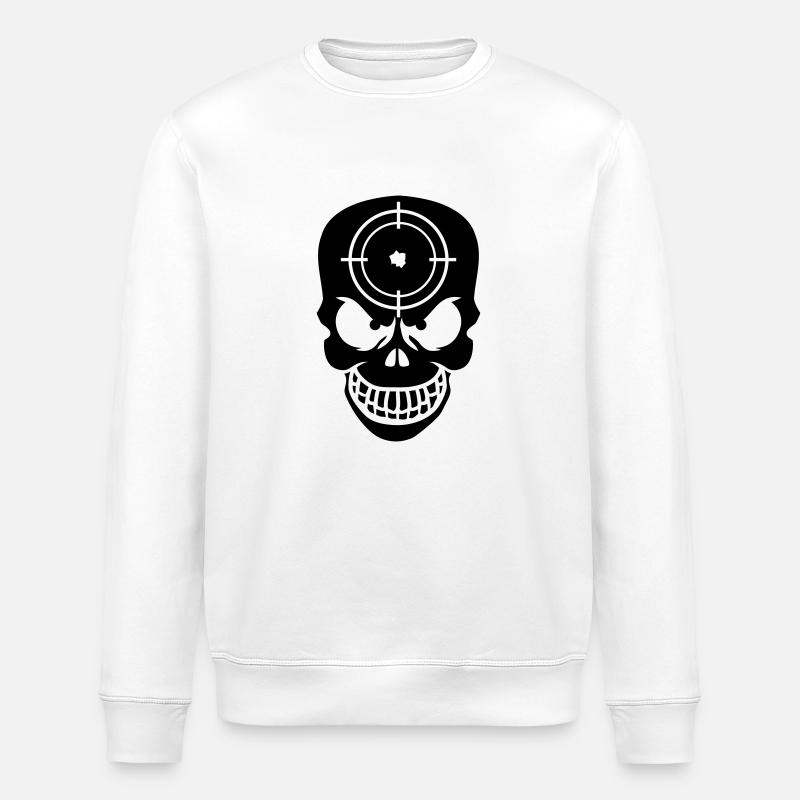 Evil Skull With Target - Stanley/Stella ROLLER Unisex Organic Sweatshirt - white