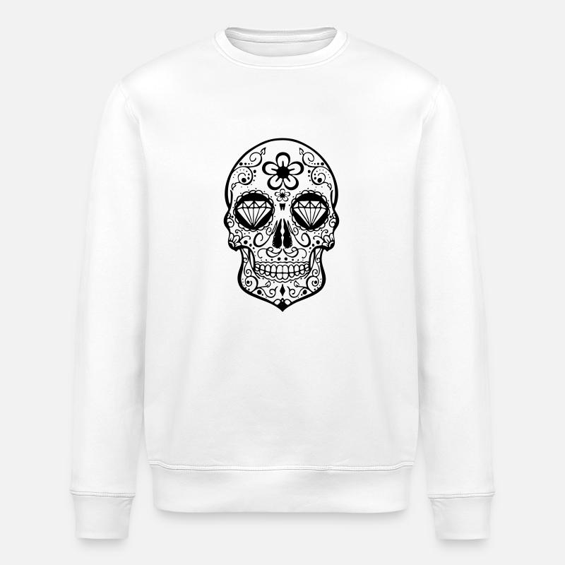 sugar skull pink - Stanley/Stella Unisex Bio-Sweatshirt ROLLER - Weiß