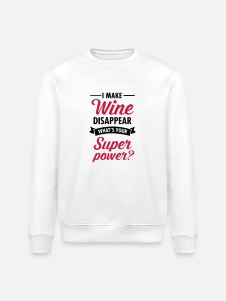 I Make WIne Disappear... - Stanley/Stella ROLLER Unisex Organic Sweatshirt - white