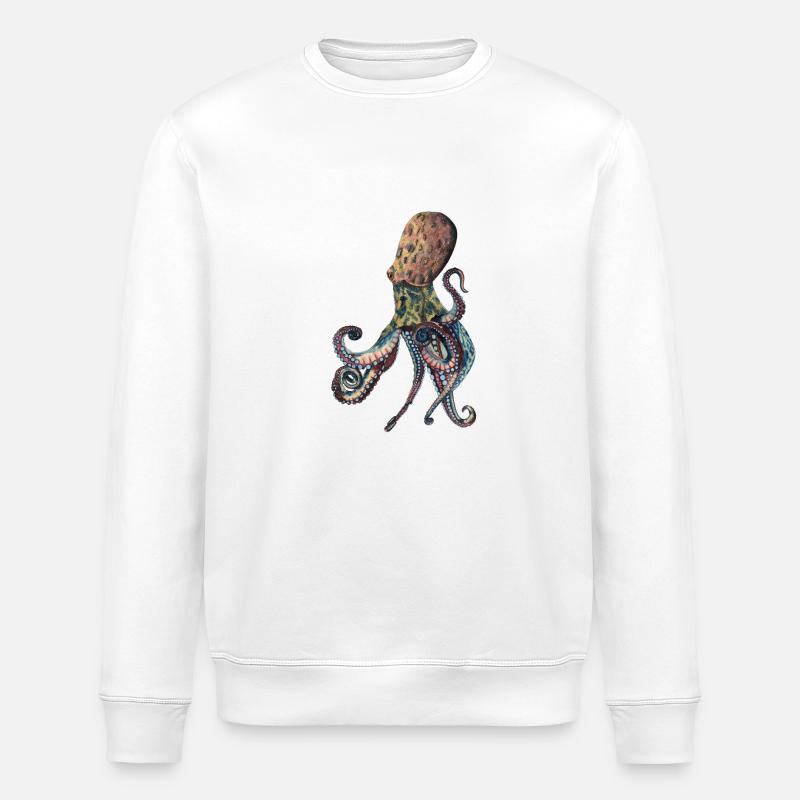 Octopus Squid - Stanley/Stella ROLLER Unisex Organic Sweatshirt - white