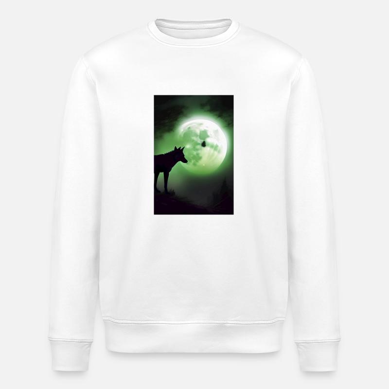 Wolf and Moon - Stanley/Stella ROLLER Unisex Organic Sweatshirt - white