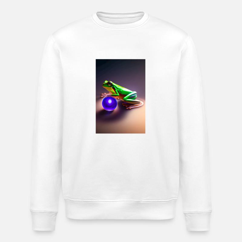 Bunter Frosch mit Kugel - Stanley/Stella Unisex Bio-Sweatshirt ROLLER - Weiß