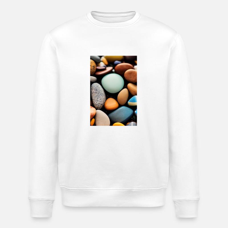 Bunte Steine - Stanley/Stella Unisex Bio-Sweatshirt ROLLER - Weiß