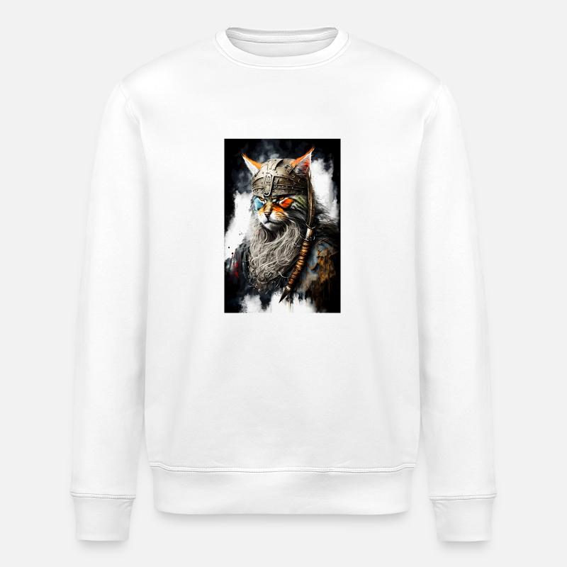 Chat viking en uniforme - Sweat bio ROLLER Stanley/Stella Unisexe - blanc