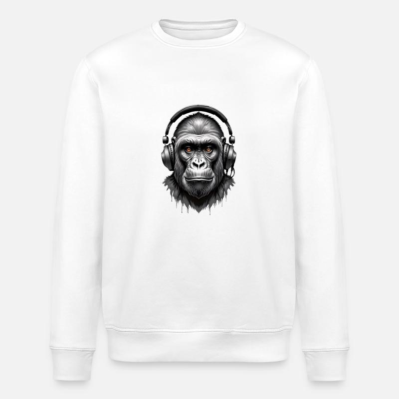 Techno Gorille - Sweat bio ROLLER Stanley/Stella Unisexe - blanc