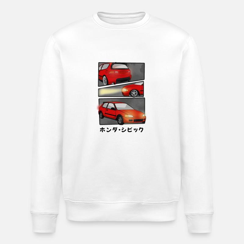 MAGMA RED CAR COMIC / HATCHBACK - Stanley/Stella ROLLER Unisex Organic Sweatshirt - white