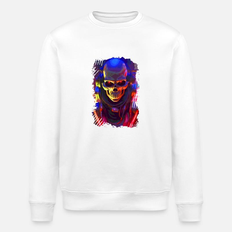 Roboter Skull - Stanley/Stella Unisex Bio-Sweatshirt ROLLER - Weiß