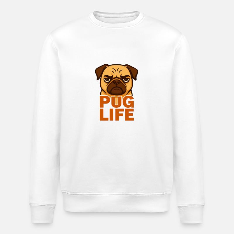 TinyPaws Fun Logo Pug Life - Stanley/Stella Unisex Bio-Sweatshirt ROLLER - Weiß