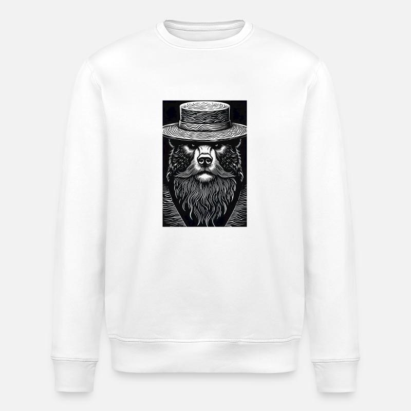Der stille Grizzly - Stanley/Stella Unisex Bio-Sweatshirt ROLLER - Weiß