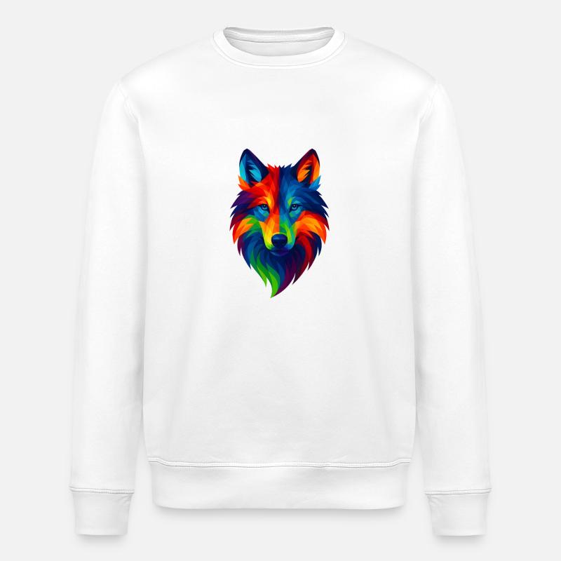 WPAP Polygon Style Animals Wolf - Stanley/Stella ROLLER Unisex Organic Sweatshirt - white