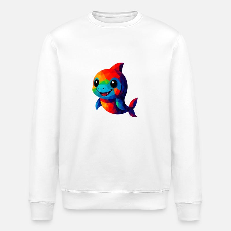 WPAP Polygon Kawaii Style Animals - Stanley/Stella ROLLER Unisex Organic Sweatshirt - white