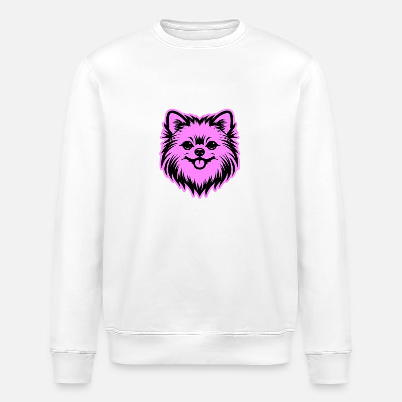 Pomeranian Hund Kopf - Stanley/Stella Unisex Bio-Sweatshirt ROLLER - Weiß