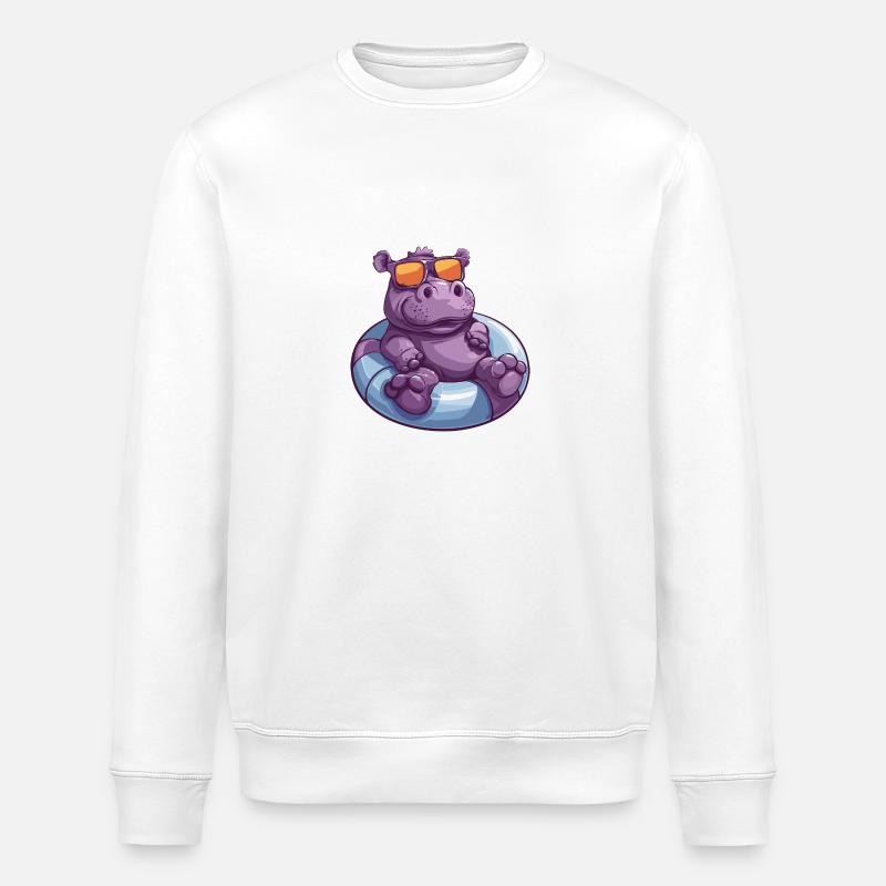 Hippopotame Bande dessinée d’été - Sweat bio ROLLER Stanley/Stella Unisexe - blanc