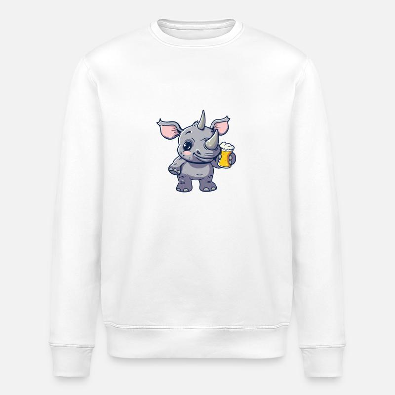 Nashorn Bier Comic Party - Stanley/Stella Unisex Bio-Sweatshirt ROLLER - Weiß