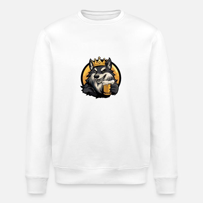 Wolf Bier Comic - Stanley/Stella Unisex Bio-Sweatshirt ROLLER - Weiß