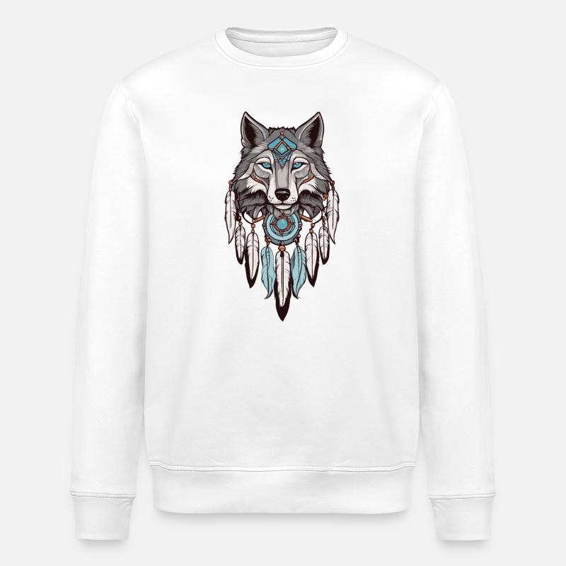 Loup Attrape-rêves - Sweat bio ROLLER Stanley/Stella Unisexe - blanc