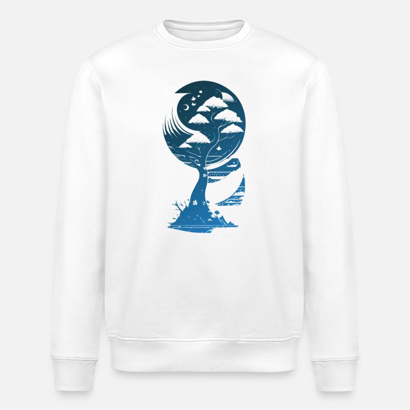 Mystischer Fantasy Baum im Mondschein - Stanley/Stella Unisex Bio-Sweatshirt ROLLER - Weiß