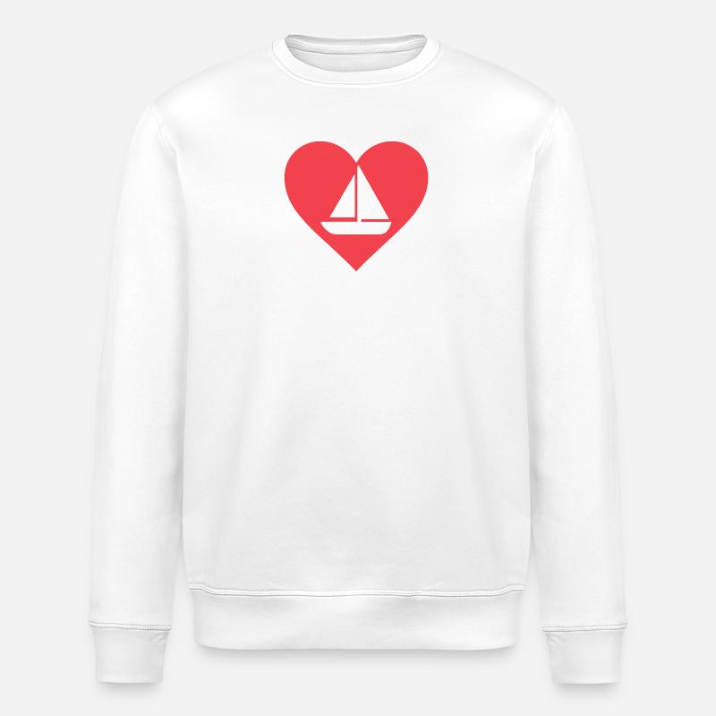 Herz mit Segelboot Design - Stanley/Stella Unisex Bio-Sweatshirt ROLLER - Weiß