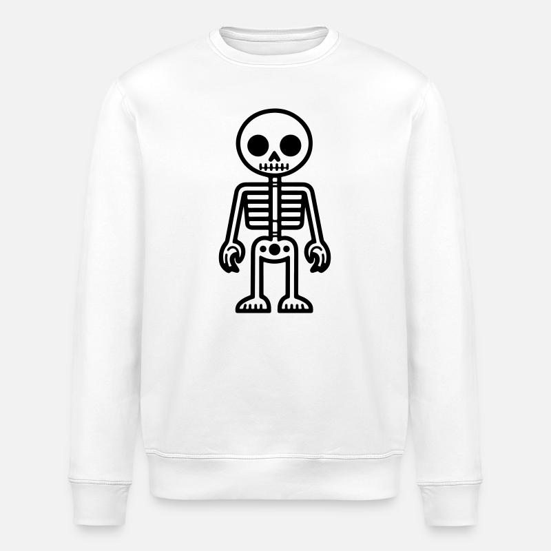 Bande dessinée squelette - Sweat bio ROLLER Stanley/Stella Unisexe - blanc