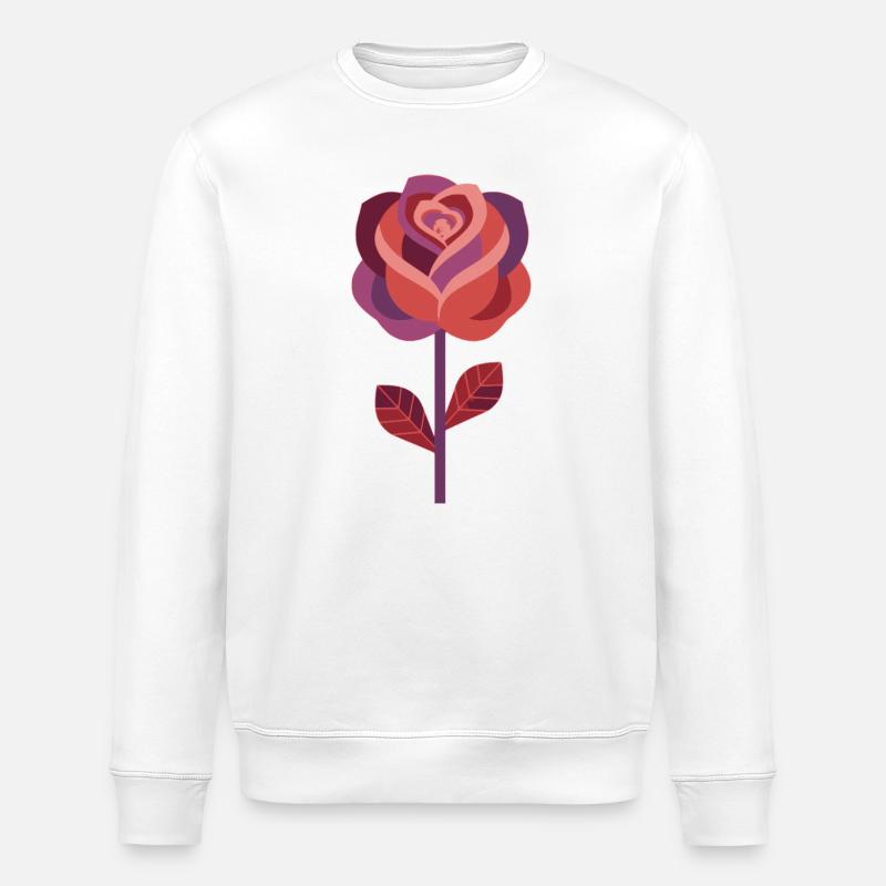 Graphic rose in warm red tones - Stanley/Stella ROLLER Unisex Organic Sweatshirt - white