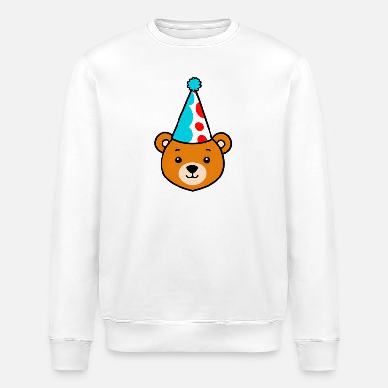 Partybär mit buntem Hut - Stanley/Stella Unisex Bio-Sweatshirt ROLLER - Weiß