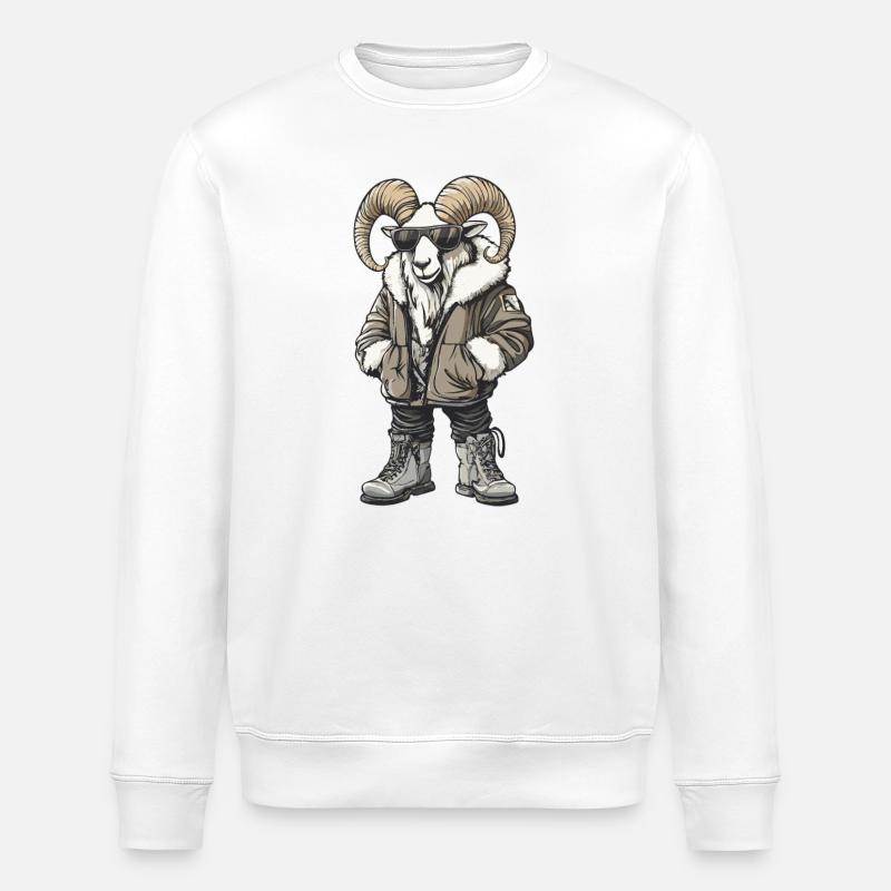 Bergziege Cool Winter - Stanley/Stella Unisex Bio-Sweatshirt ROLLER - Weiß