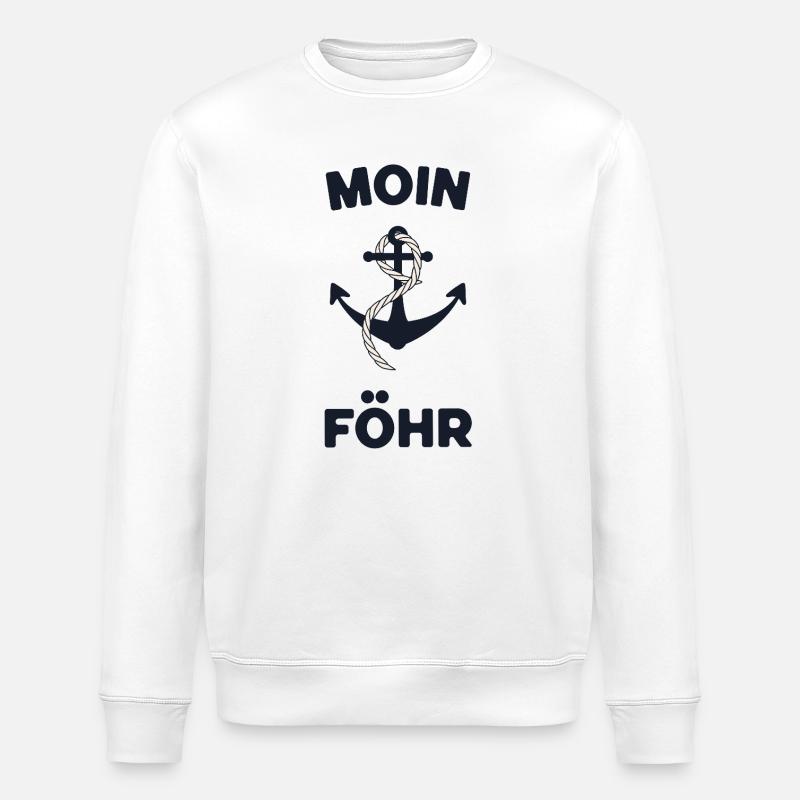 Moin Föhr – Maritimes Anker-Design - Stanley/Stella Unisex Bio-Sweatshirt ROLLER - Weiß