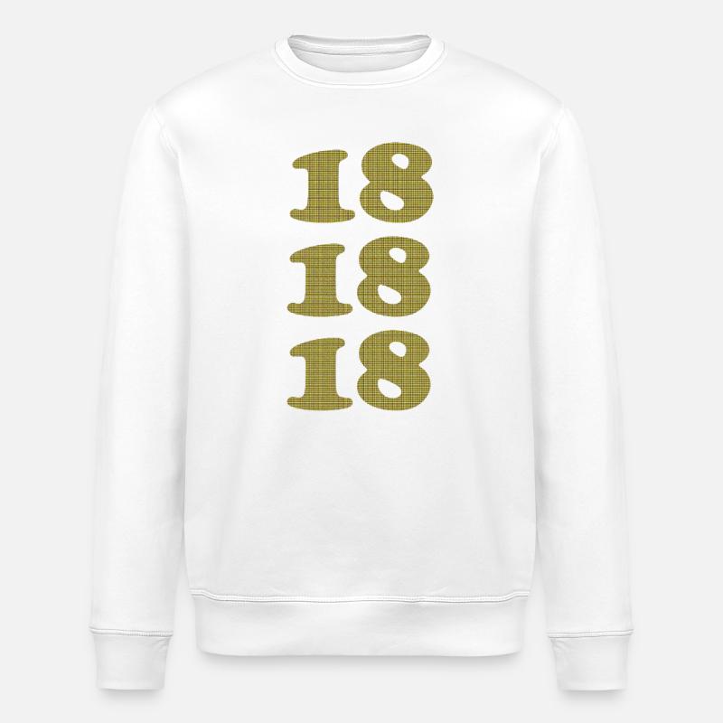 18 Jahre Plaid Jubiläumsdesign - Stanley/Stella Unisex Bio-Sweatshirt ROLLER - Weiß