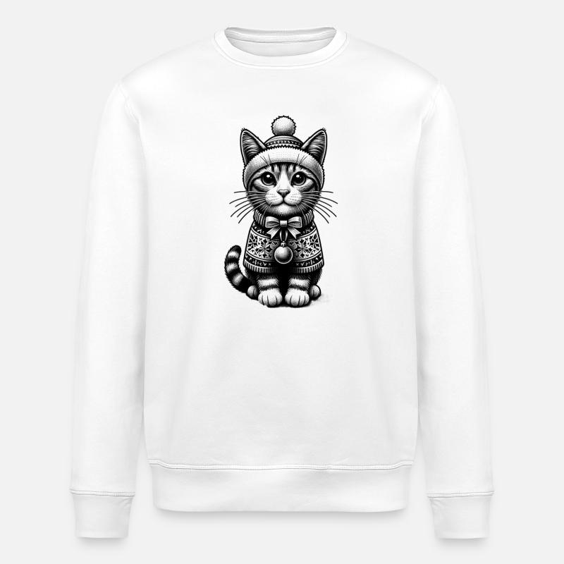 Weihnachts Katze Weihnachten - Stanley/Stella Unisex Bio-Sweatshirt ROLLER - Weiß