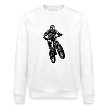 Mountainbiker springt mit Fahrrad - Stanley/Stella Unisex Bio-Sweatshirt ROLLER - Weiß - Vorne - Nik (191cm)