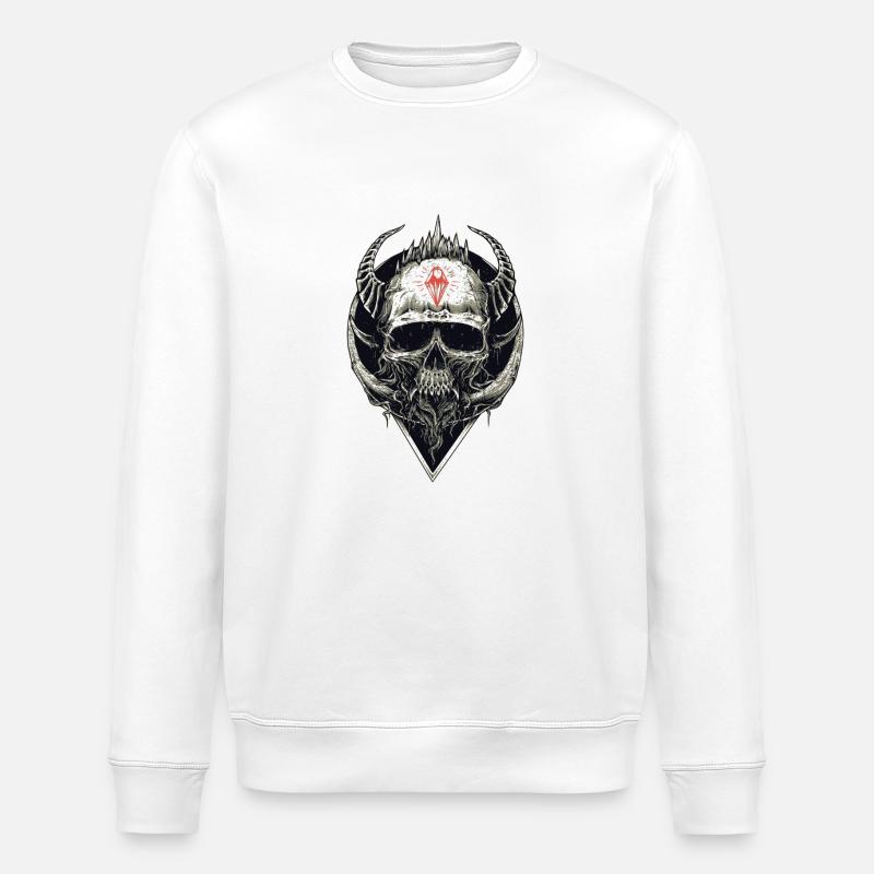 Skull with red symbol - Stanley/Stella ROLLER Unisex Organic Sweatshirt - white